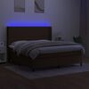 vidaXL Krevet box spring s madracem LED tamnosmeđi 160x200 cm tkanina