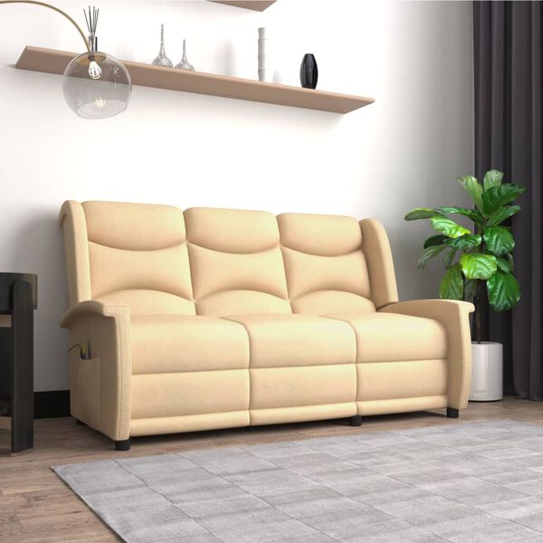 vidaXL Masažni trosjed od mikrovlakana krem