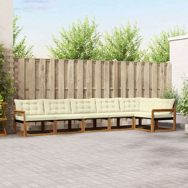 vidaXL Set vanjskih sofa s jastukom 6 pcs Prirodna i krem