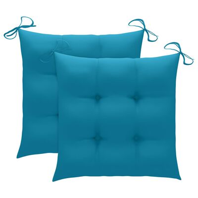 vidaXL 3-dijelni bistro set sa svjetloplavim jastucima od tikovine