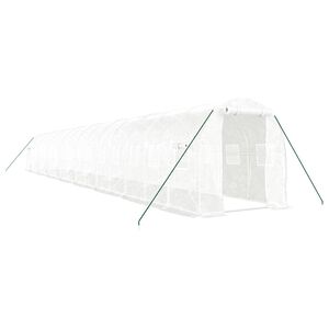 vidaXL Staklenik s čeličnim okvirom bijeli 32 m&sup2; 16 x 2 x 2 m