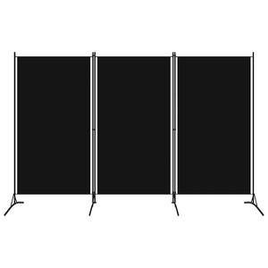 vidaXL Sobna pregrada s 3 panela crna 260 x 180 cm