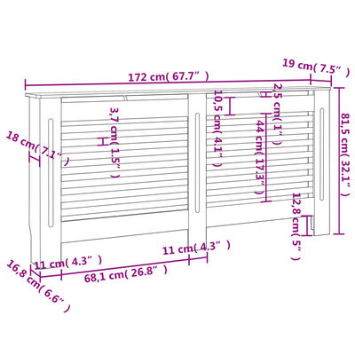 vidaXL Pokrov za radijator antracit 172 x 19 x 81,5 cm MDF