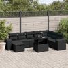 vidaXL 9-dijelni set vrtnih sofa s jastucima crni od poliratana