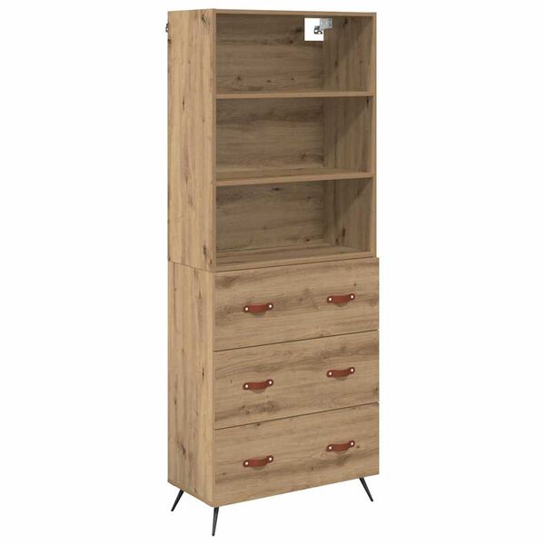 vidaXL Highboard Umjetnički hrast 69,5 x 34 x 180 cm Konstruirano drvo