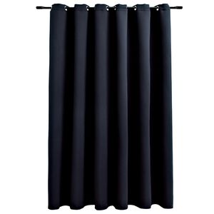 vidaXL Zavjesa za zamračivanje s metalnim prstenima crna 290 x 245 cm