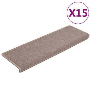 vidaXL Prostirke za stepenice 15 kom 65x21x4 cm svijetlosmeđe pravokutne rubove