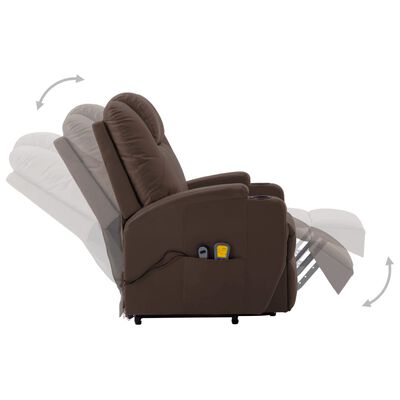 vidaXL Masažna fotelja na podizanje od umjetne kože smeđa