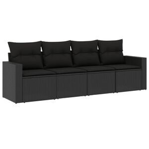vidaXL 4-dijelni set vrtnih sofa od poliratana s jastucima crni
