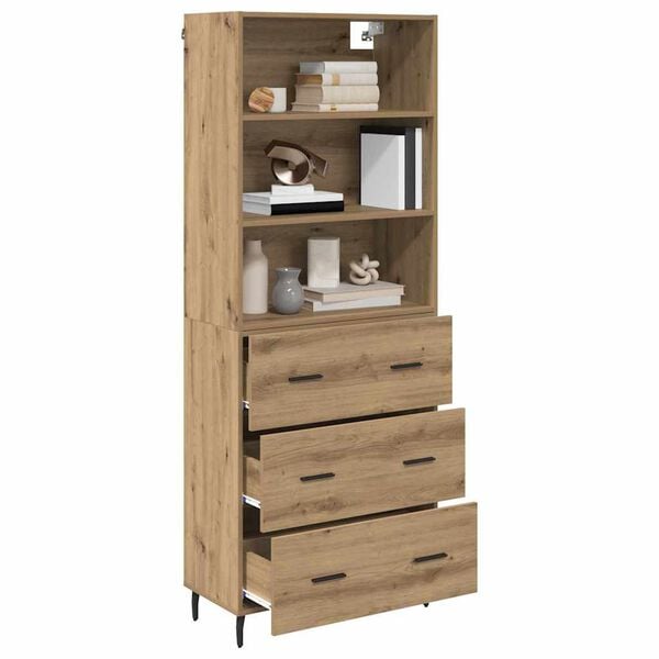 vidaXL Highboard s ladicama Umjetnički hrast 69,5 x 34 x 180 cm
