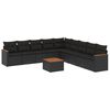 vidaXL 10-dijelni set vrtnih sofa s jastucima crni od poliratana