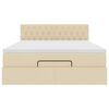 vidaXL Otomanski krevet s madracem i LED krem 140x200 cm tkanine