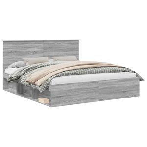 vidaXL Krevetna konstrukcija s uzglavljem Siva Sonoma 200 x 200 cm