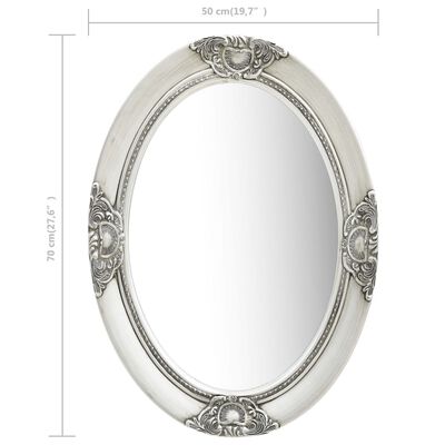 vidaXL Zidno ogledalo u baroknom stilu 50 x 70 cm srebrno