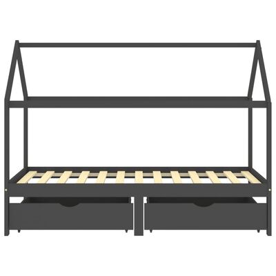 vidaXL Okvir za dječji krevet s ladicama tamnosivi 90x200 cm borovina