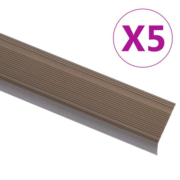 vidaXL Rubnjaci za stepenice L-oblika 5 kom aluminijski 100 cm smeđi