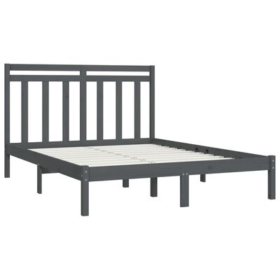 vidaXL Okvir za krevet od masivnog drva sivi 140 x 190 cm