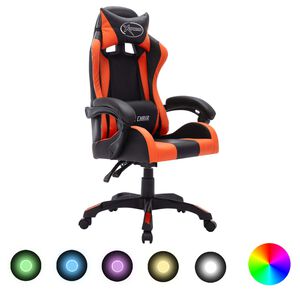 vidaXL Igraća stolica s RGB LED svjetlima narančasto-crna umjetna koža