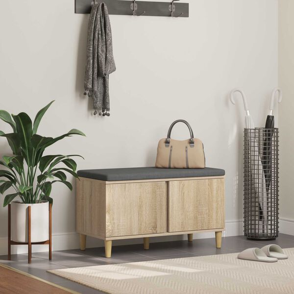 vidaXL Klupa za hodnik s jastukom Sonoma hrast 80 x 38 x 46 cm