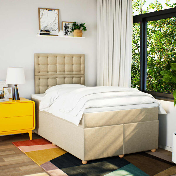 vidaXL Krevet box spring s madracem krem 120 x 190 cm od tkanine