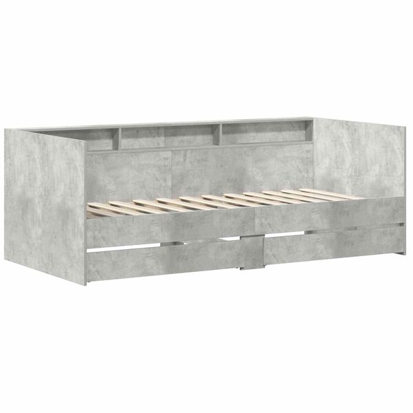 vidaXL Dnevni krevet s ladicama Siva 90 x 200 cm Konstruirano drvo