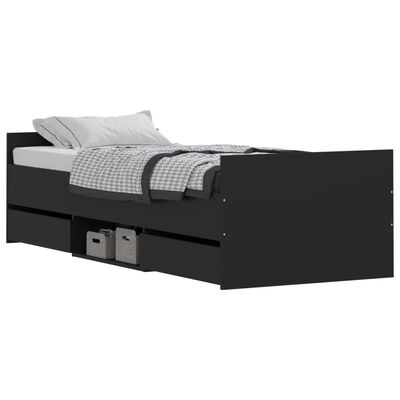 vidaXL Okvir kreveta s uzglavljem i podnožjem crni 75 x 190 cm