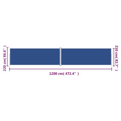 vidaXL Uvlačiva bočna tenda plava 220 x 1200 cm