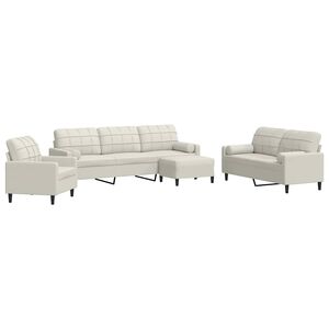 vidaXL 4-dijelni set sofa s jastucima krem bar&scaron;unasti