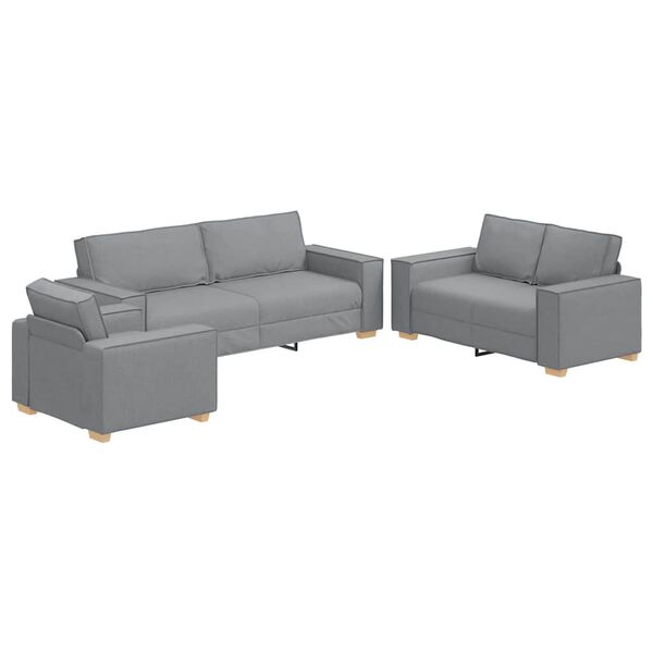vidaXL Sofa 3 pcs Svijetlo siva 220 x 80 x 84 cm Platnasta tkanina