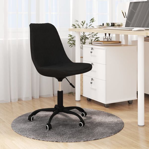 vidaXL Okretna blagovaonska stolica od tkanine crna