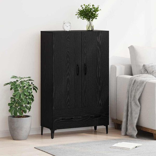 vidaXL Highboard Crni hrast 70 x 31 x 115 cm Obrađeno drvo i čelik
