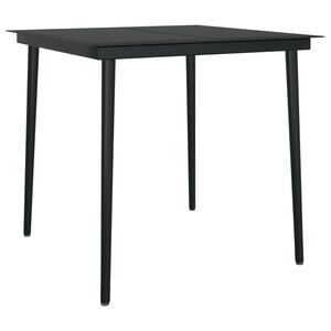 vidaXL Vrtni blagovaonski stol crni 80 x 80 x 74 cm od čelika i stakla