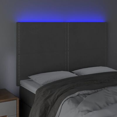 vidaXL LED uzglavlje tamnosivo 144x5x118/128 cm baršunasto