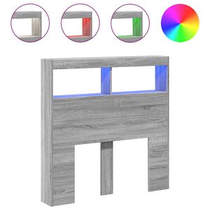 vidaXL Ormarić za uzglavlje LED boja sivog hrasta sonome 100x17x102 cm