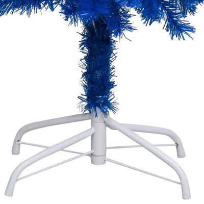 vidaXL Umjetno osvijetljeno božićno drvce s kuglicama plavo 120 cm PVC