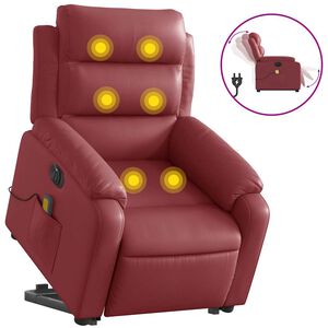 vidaXL Električni masažni naslonjač na podizanje crvena boja vina