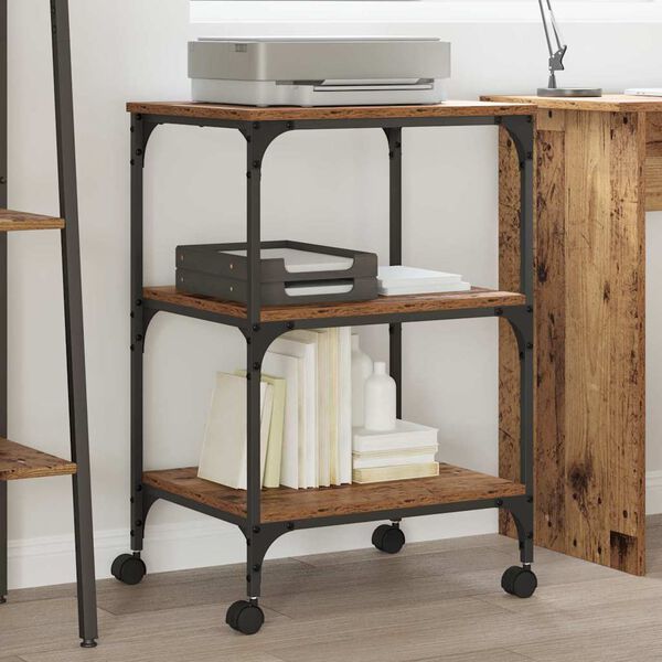 vidaXL Držač za printer Staro drvo 50 x 41 x 75 cm Konstruirano drvo