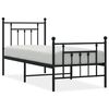 vidaXL Metalni okvir kreveta uzglavlje i podnožje crni 75x190 cm