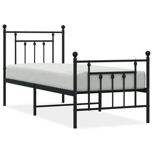 vidaXL Metalni okvir kreveta uzglavlje i podnožje crni 75x190 cm