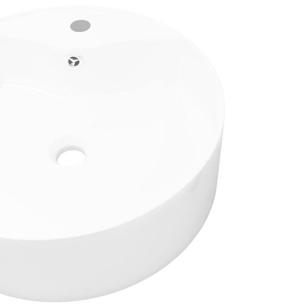 Bijeli Keramički Okrugli Umivaonik sa Zaštitom od Prelijevanja