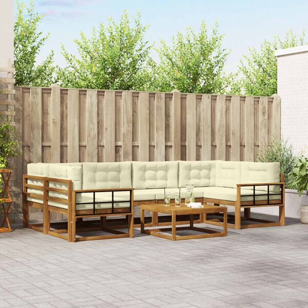 vidaXL Set vanjskih sofa s jastukom 7 pcs Prirodna i krem