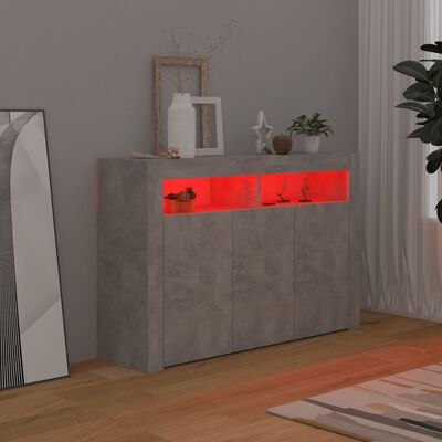 vidaXL Komoda s LED svjetlima siva boja betona 115,5 x 30 x 75 cm