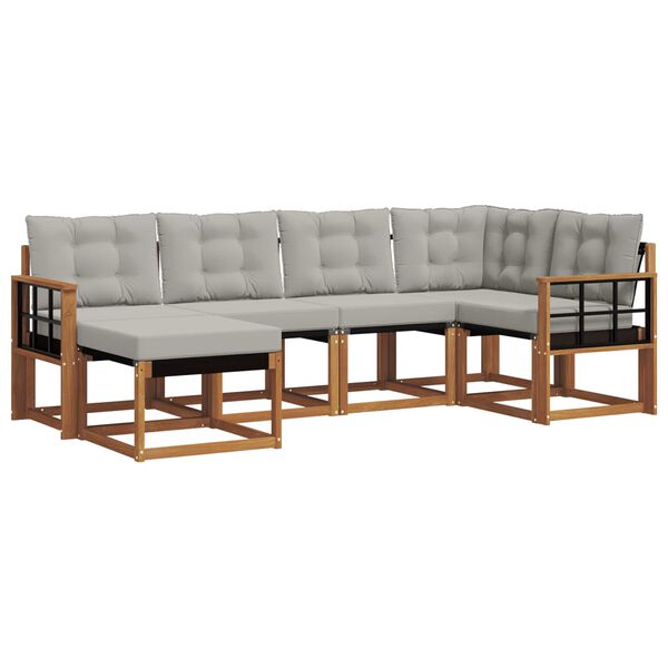 vidaXL Set vanjskih sofa s jastukom 6 pcs Prirodna i svijetlo siva