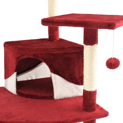 vidaXL Penjalica za mačke sa stupovima za grebanje od sisala 203 cm crvena i bijela