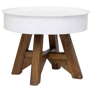 vidaXL Stolić za kavu od masivnog obnovljenog drva 60 x 45 cm bijeli