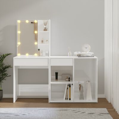 vidaXL LED toaletni stolić s ormarićem sjajni bijeli konstruirano drvo