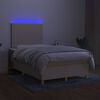 vidaXL Krevet box spring s madracem LED krem 120 x 200 cm od tkanine