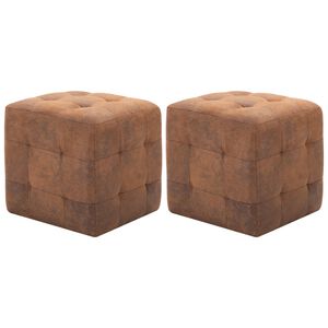 vidaXL Tabure 2 kom smeđi 30 x 30 x 30 cm od umjetne bru&scaron;ene kože