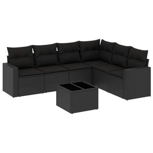vidaXL 7-dijelni set vrtnih sofa od poliratana s jastucima crni