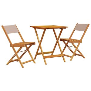 vidaXL 3-dijelni bistro set od tkanine i masivnog drva smeđesivi